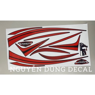 Tem chế nguyên bộ cho xe Vision màu đỏ đen_Decal