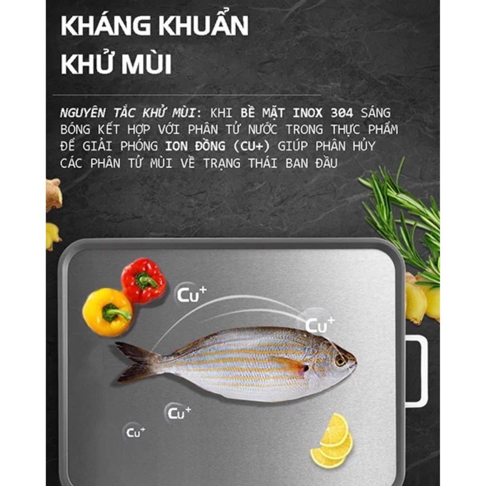 Thớt Inox 304 Masuto Cao Cấp 2 Mặt Kháng Khuẩn Tuyệt Đối, Chống Ẩm Mốc, Rã Đông Nhanh Siêu Bền An Toàn Tuyệt Đối