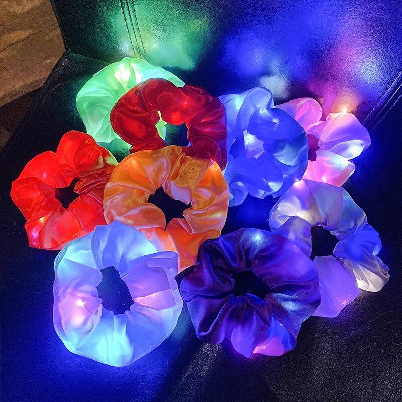 We Flower Dây Cột Tóc Vải Chiffon Có Đèn LED Nhiều Màu Thời Trang Cho Nữ