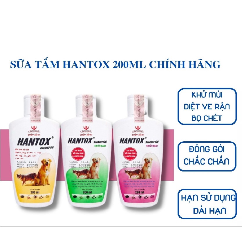 Sữa Tắm Tri Ve Rận Bọ Chét Chó Mèo Hantox Shampoo 200ml