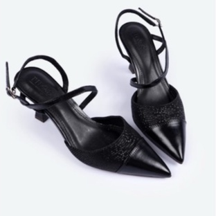 Giày Cao Gót Nữ Đế Vuông 7 Phân Mũi Nhọn Da Rắn Phá Cách IRIS HEELS - CG7722