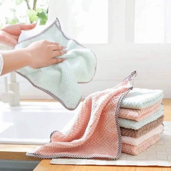 [ 02 cái ] khăn lau bếp có móc treo - khăn vải bông cotton 25cm cao cấp