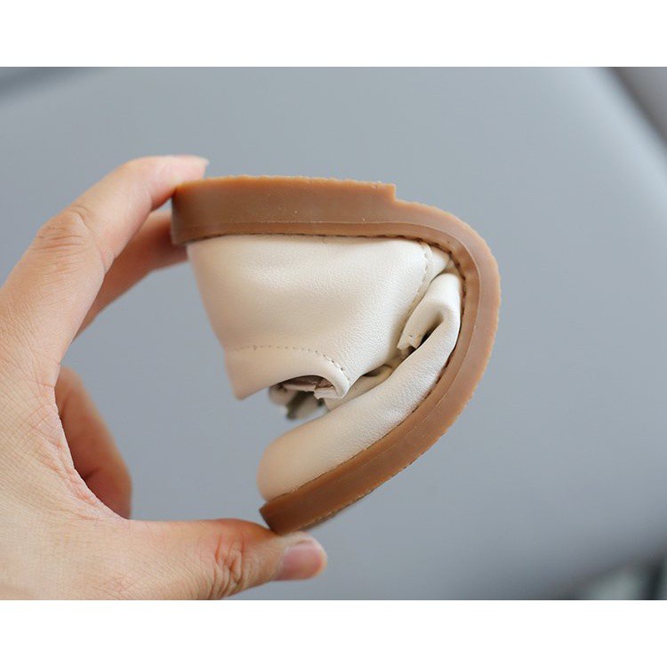 Giày búp bê bằng da đính nơ phong cách Hàn Quốc dành cho bé gái 1-8 tuổi