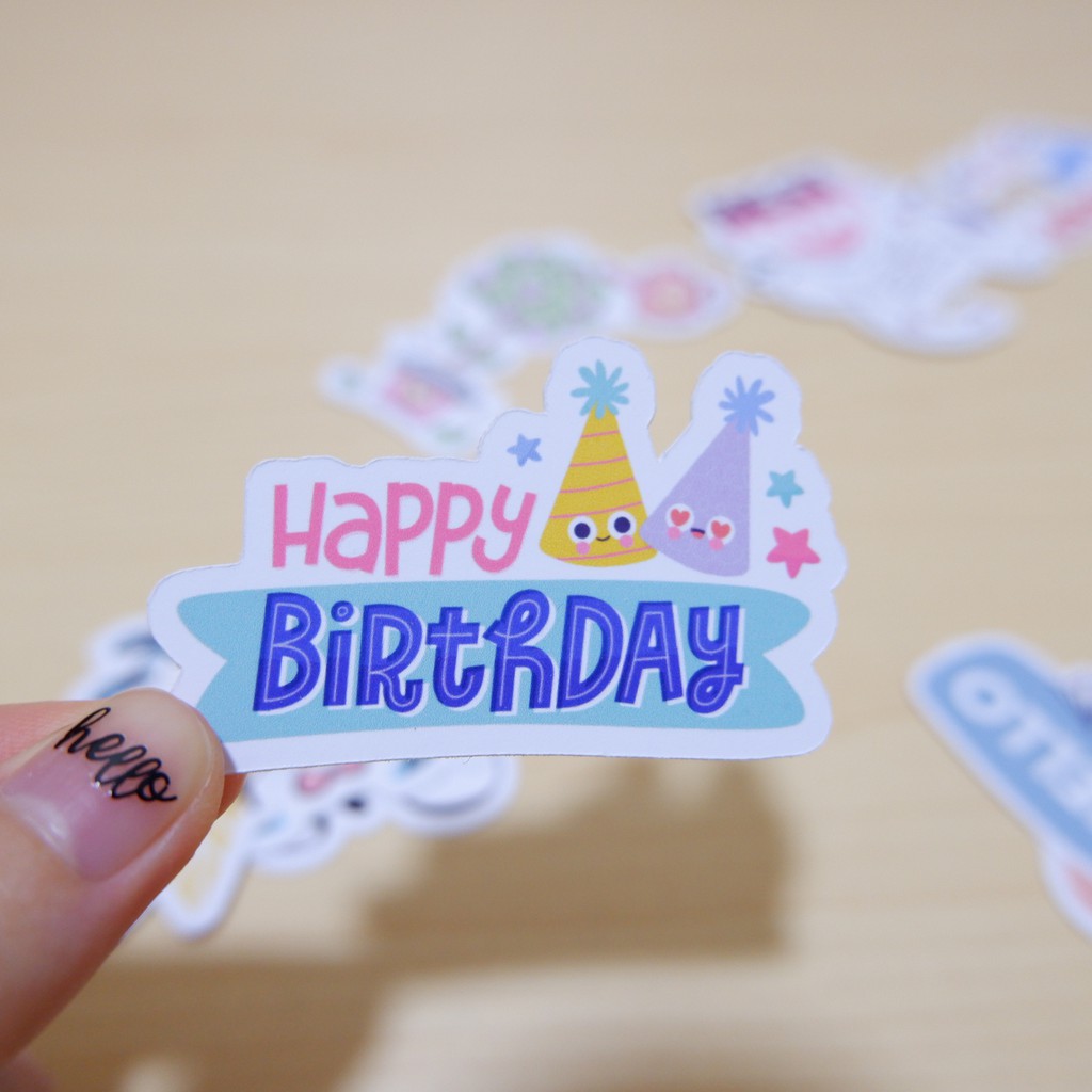 BIRTHDAY Sticker die-cut - Sticker cắt rời - Nguyên vật liệu làm Scrapbook Handmade