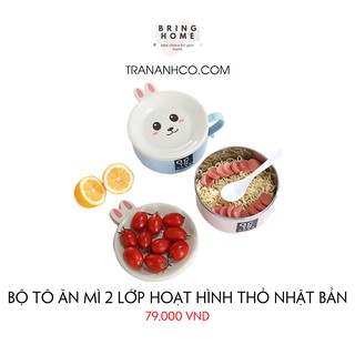 Bộ tô ăn mì 2 lớp hoạt hình thỏ Nhật Bản