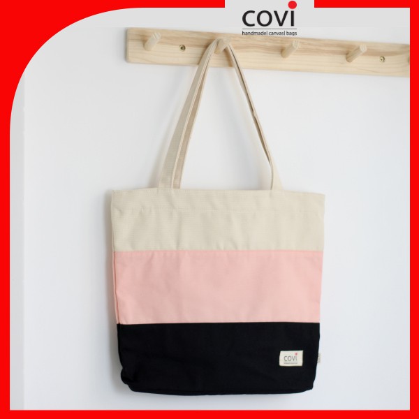 Túi vải canvas Hàn quốc, túi vải bố có khóa kéo thời trang COVI nhiều màu sắc T9