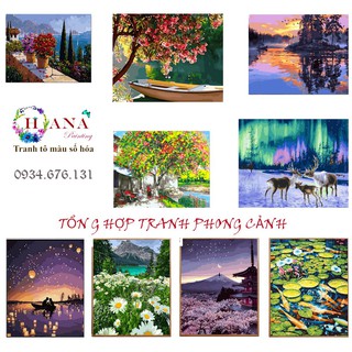 (CÓ SẴN KÈM KHUNG) TRANH TÔ MÀU THEO SỐ - TỔNG HỢP TRANH PHONG CẢNH -