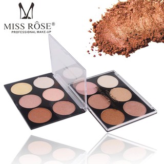 [Hàng mới về] Phấn trang điểm Miss Rose 2019 với 6 ô màu sắc gồm tạo khối/bắt sáng lấp lánh tỏa sáng