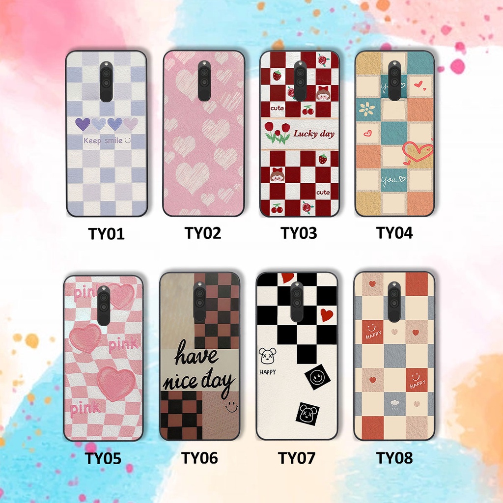 Ốp Xiaomi Redmi 8 caro trái tim cá tính, thời trang siêu đẹp, siêu phong cách