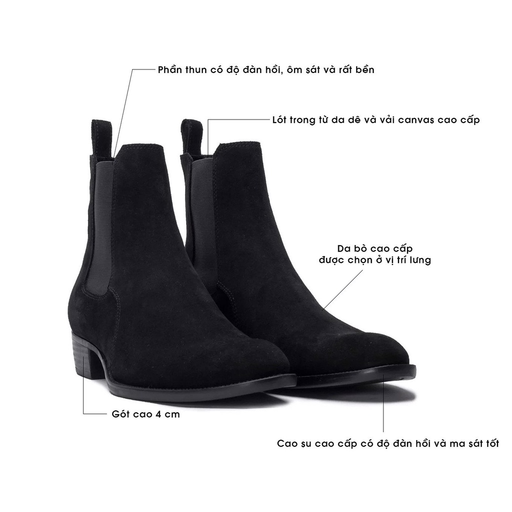 Chelsea Boot Nam Da Lộn, nâng chiều cao 7cm