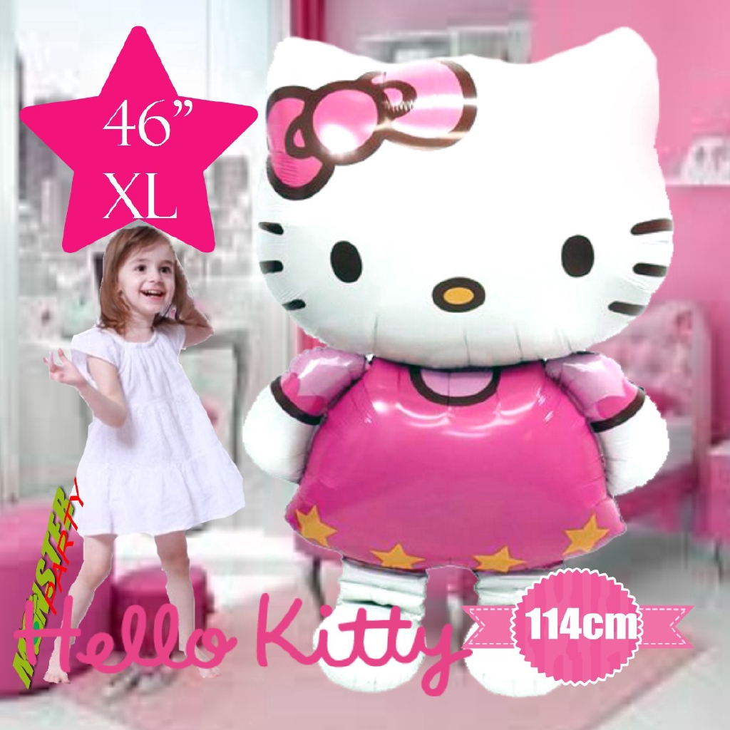 Bong bóng kiếng hình mèo Hello Kitty chất liệu lá giấy bạc