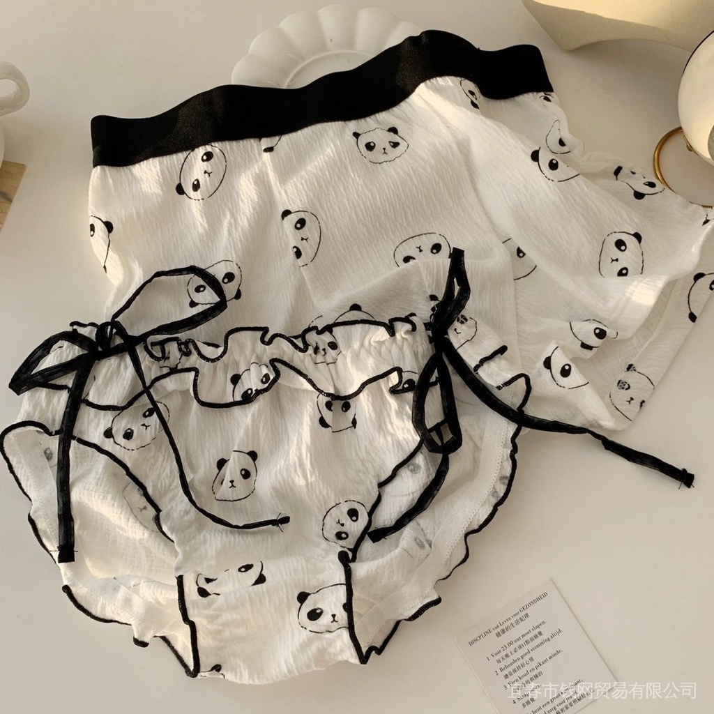 Quần Lót Dây Buộc Màu Trắng Đen Hình Gấu Trúc Dễ Thương Quyến Rũ Cho Cặp Đôi