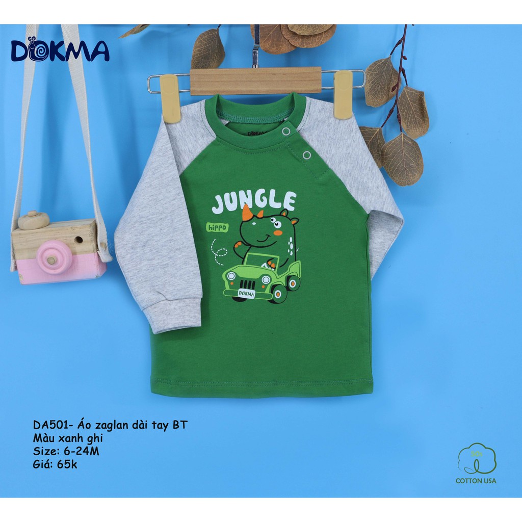 Áo phông cotton dài tay bé trai in hình ngộ nghĩnh Dokma DA501