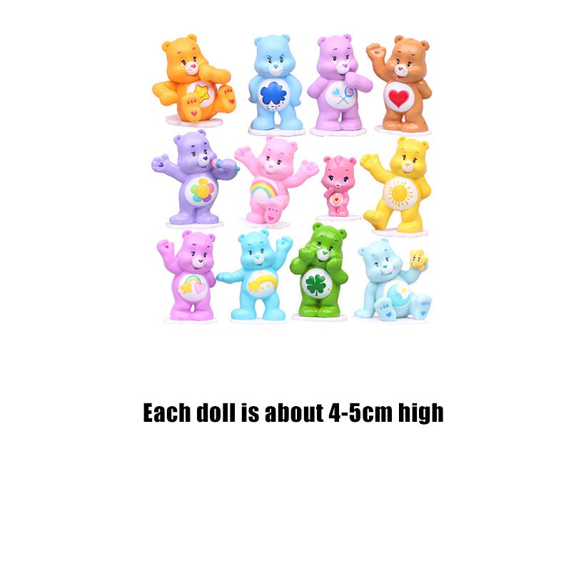 12 Mô hình gấu hoạt hình Care Bears dễ thương làm đồ chơi/ phụ kiện trang trí bánh/ quà tặng dành cho trẻ em