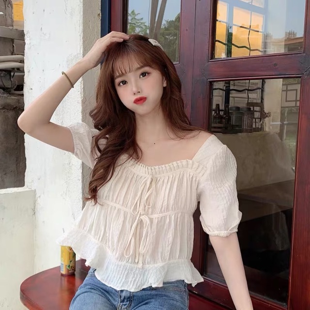 Bigsize M-4XL Áo cổ vuông viền nhấn siêu xinh