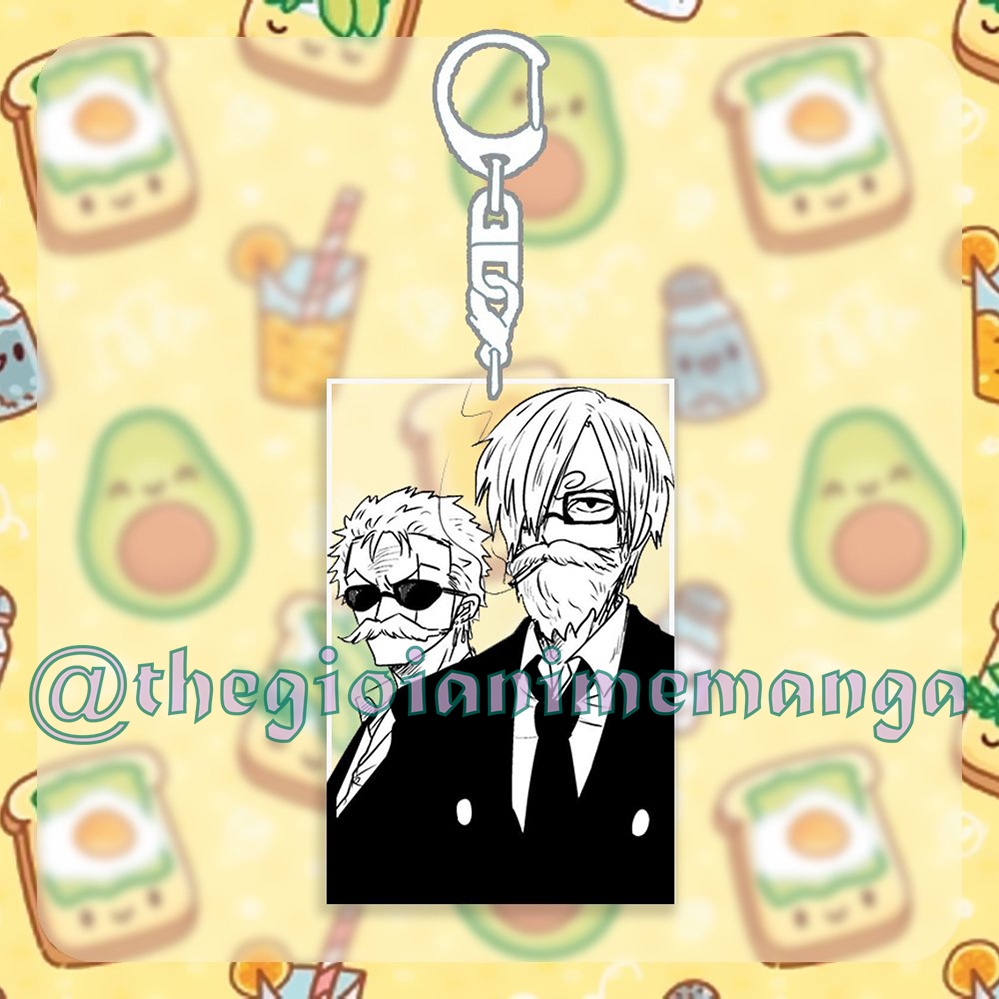 ( ĐEN TRẮNG ) Móc khóa ONE PIECE ĐẢO HẢI TẶC anime chibi xinh xắn mica trong acrylic