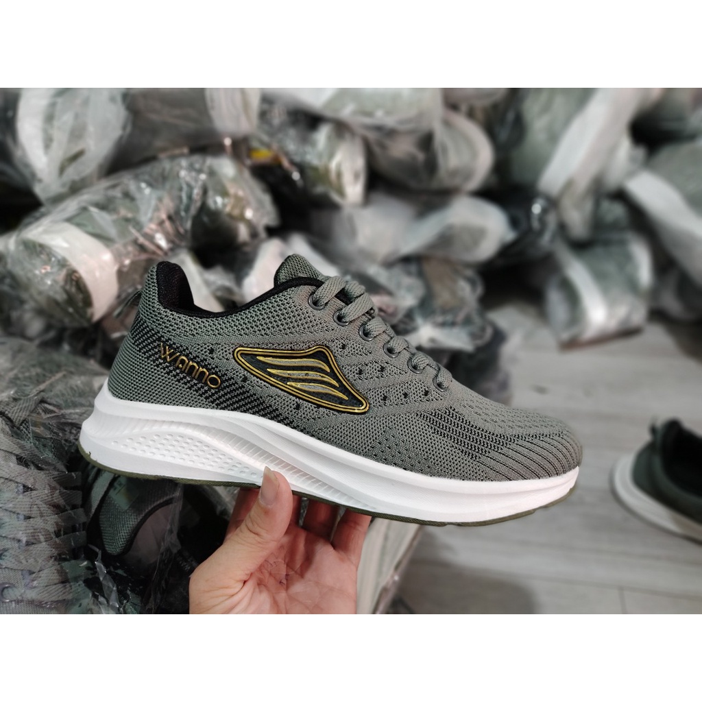 (BẢO HÀNH 1 NĂM) Giày thể thao sneaker nam cao cấp Wanno xám viền chữ cam