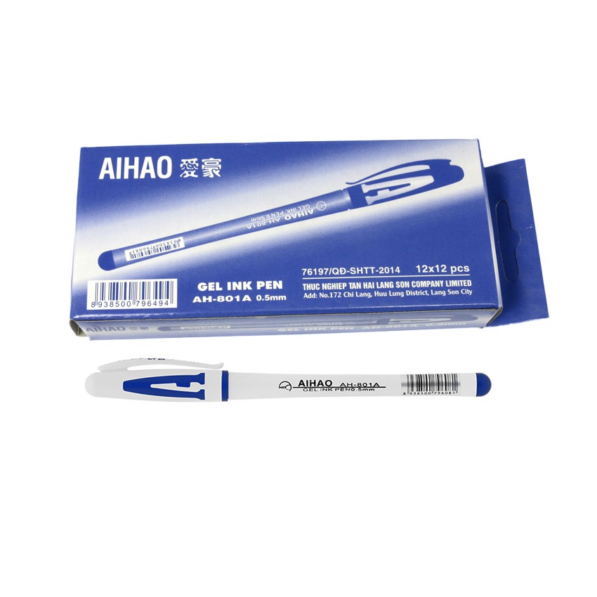 Hộp 12 cây bút viết gel chữ A Aihao AH-801A 0.5mm