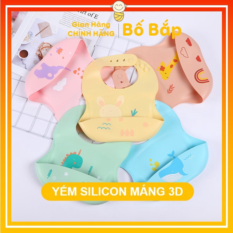 Yếm Ăn Dặm Silicon ⚡3D CHỐNG CỤP⚡ Hình Thú Đáng Yêu Chống Thấm Cao Cấp