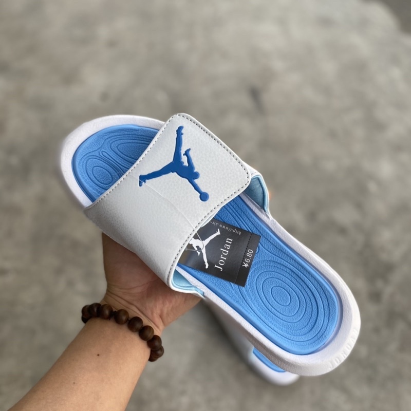Dép jordan 1 trắng phối xanh nam nữ (hình thật)