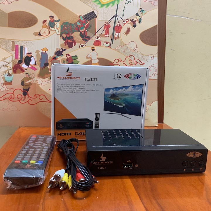 Đầu kĩ thuật số mặt đất DVB chính hãng VIETSTAR bắt 66 kênh Miễn Phí - Đầu KTS