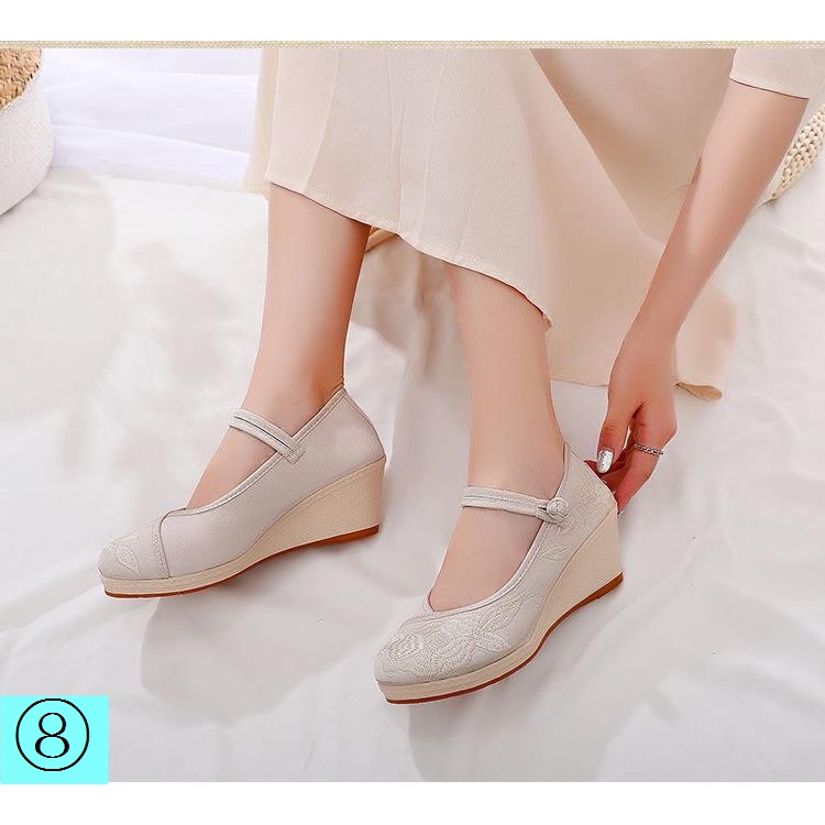 Giày Búp Bê Đế Xuồng Thêu Họa Tiết Phong Cách Trung Hoa Cổ Điển Thời Trang Mùa Hè Cho Nữ