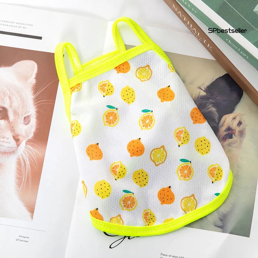 Áo không tay in họa tiết trái cây hoạt hình thoáng khí thời trang cho thú cưng
