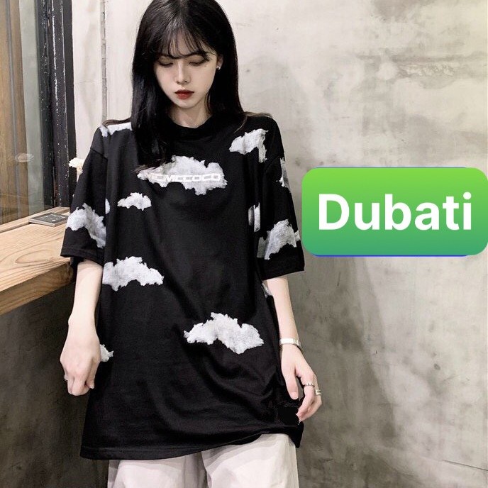 ÁO THUN UNISEX NAM NỮ TAY LỠ  FROM RỘNG THỜI TRANG ĐEN NGỰA MÂY TRỜI TRẺ TRUNG -  DUBATI FASHION