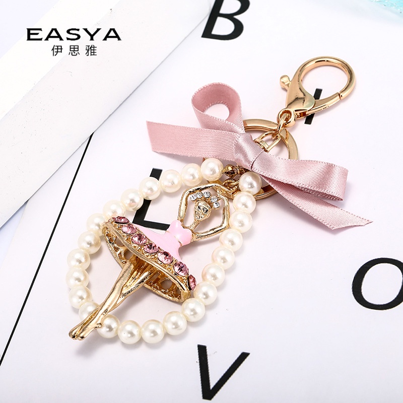 Móc Khóa Hình Cô Gái Múa Ba Lê Đính Ngọc Trai 2022 Thời Trang