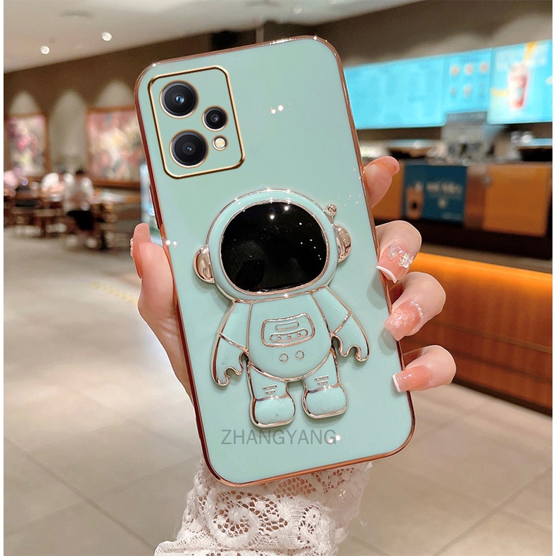 ốp lưng Realme 9 Realme 9 pro TPU Mạ điện 3D Phi hành gia có chân đế ốp điện thoại Realme 9 Realme 9 pro