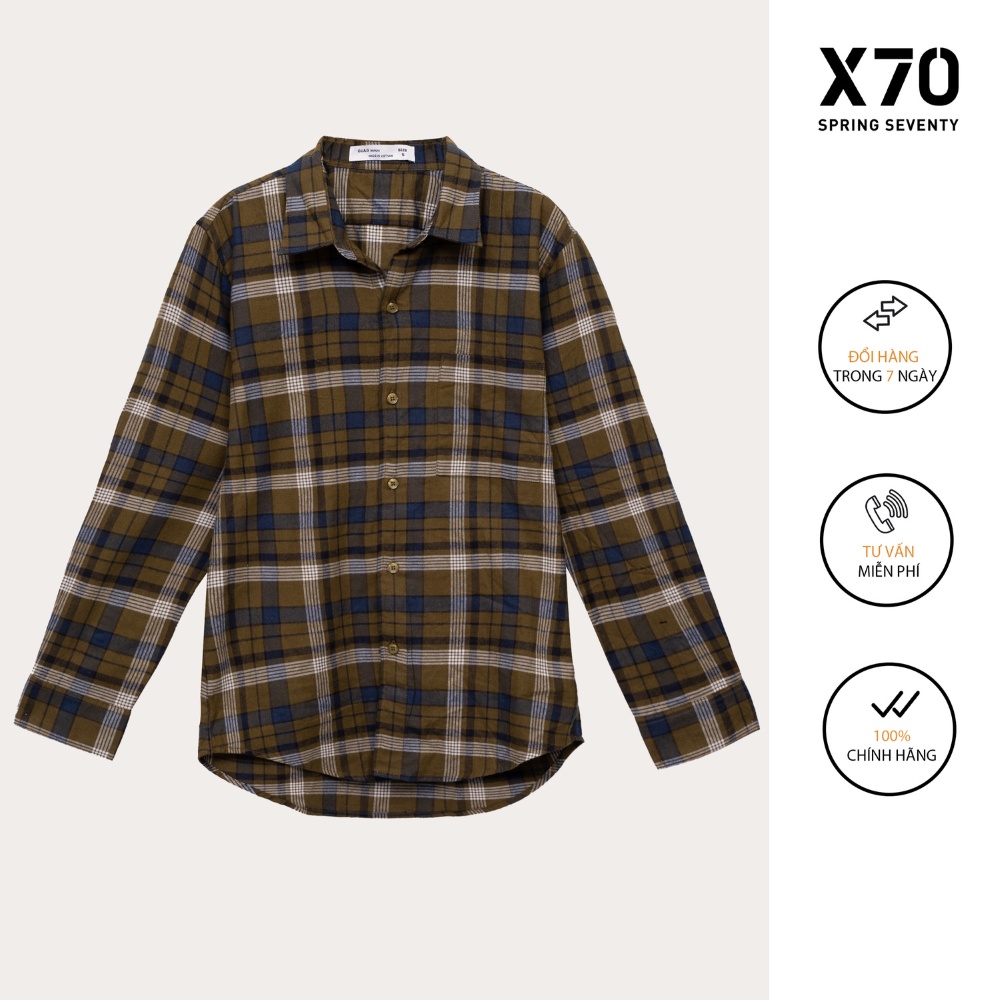 Áo Sơ Mi Nam Kiểu Dáng Tay Dài Thiết Kế Sọc Caro Thời Trang X70 - 07660002