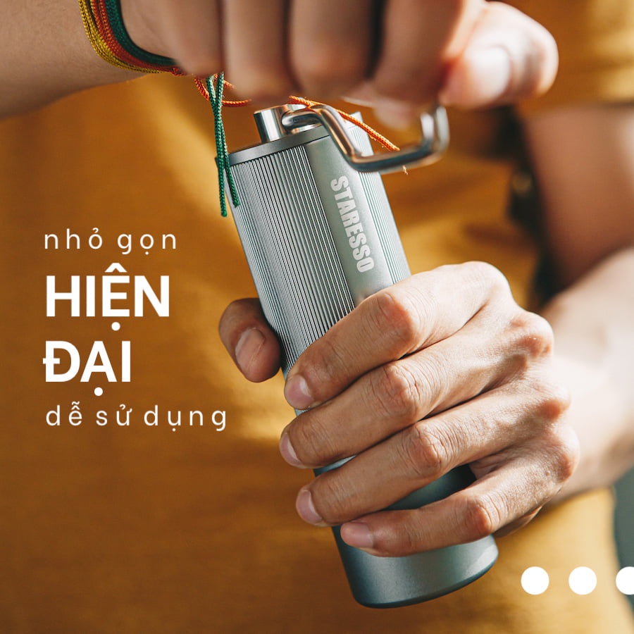 Cối xay cà phê STARESSO, Máy xay cà phê cầm tay lưỡi thép Thụy Sĩ tích hợp màng lọc - KaHomebrew