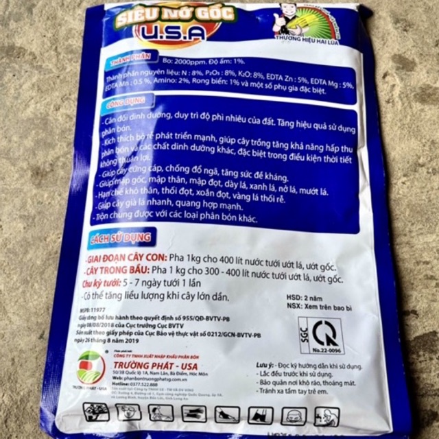 Phân bón siêu nở gốc usa phì gốc mập đọt mập thân mạnh rễ xanh cây