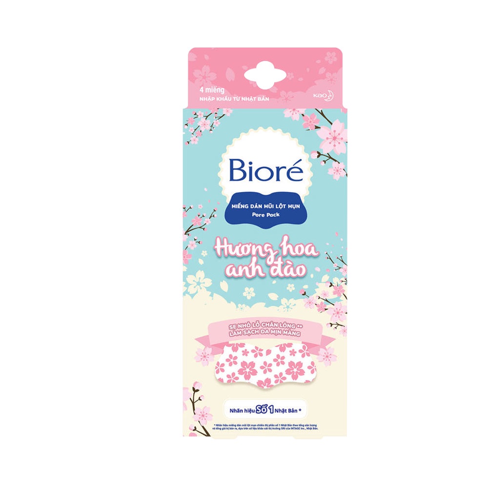 ( HÀNG TẶNG KHÔNG BÁN) Dán mũi lột mụn nữ hương anh đào Biore Pore Pack Cherry Blossom 4 miếng