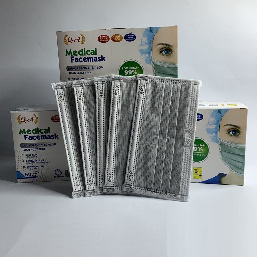 Khẩu trang y tế 4 lớp Quyền Anh 4 màu, Hàng chính hãng ( Hộp 50 cái )