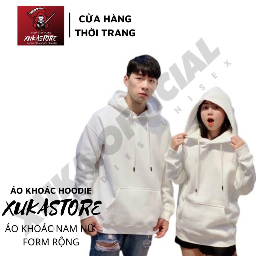 Áo khoác hoodie nỉ nam nữ và cặp đôi XUKASTORE , phong cách Unisex có 4 màu ĐEN XANH ĐỎ NÂU form rộng