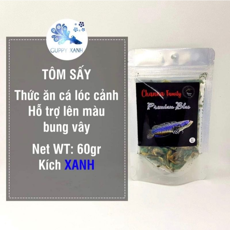 Tôm sấy khô dành cho cá lóc - Thức ăn kích màu và vây cho cá lóc vẩy rồng - Channa - GuppyXanh