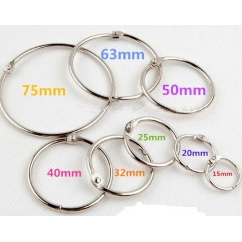 Móc Khoen Kim Loại Tròn Mở Làm Sách Vải Học Liệu Đồ Dùng Handmade Nhiều Cỡ Khác Nhau