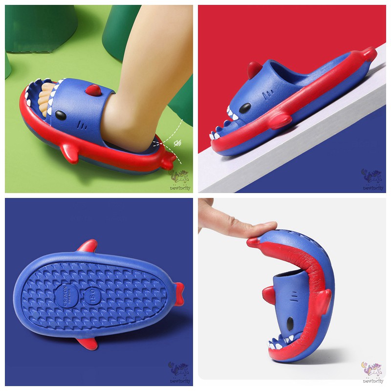 Dép mang trong nhà đế mềm chống trượt/ chống mài mòn hình cá mập dễ thương cho trẻ