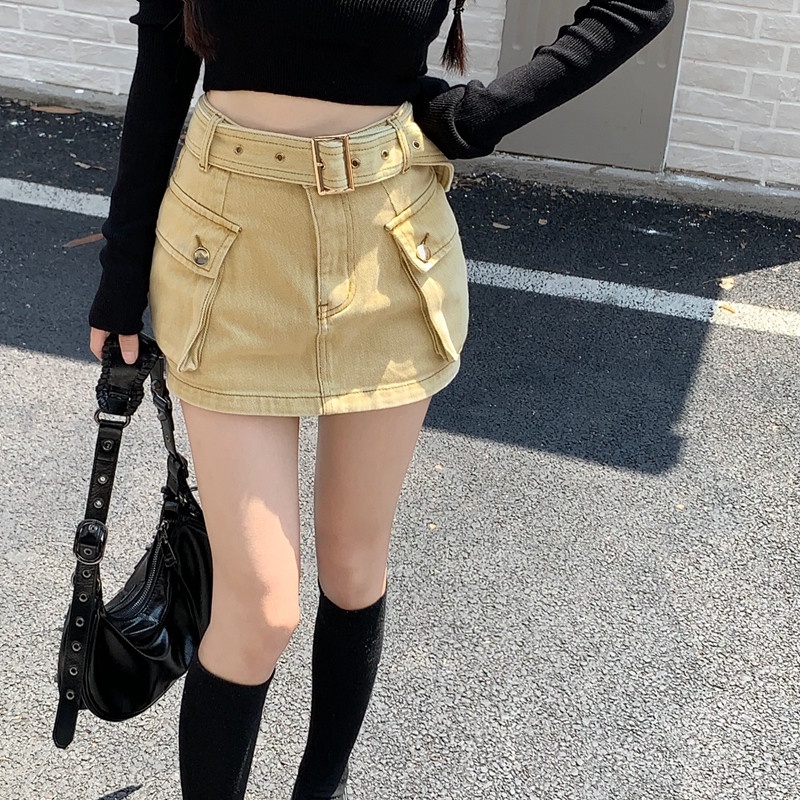 Chân Váy Denim Lưng Cao Dáng Chữ a Thời Trang Mùa Hè Quyến Rũ Cho Nữ