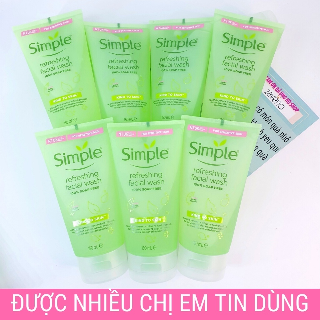 Sửa rửa mặt SIMPLE Refreshing Facial Wash Dạng Gel Phù Hợp Với Mọi Loại Da (150ml) - White Store | BigBuy360 - bigbuy360.vn