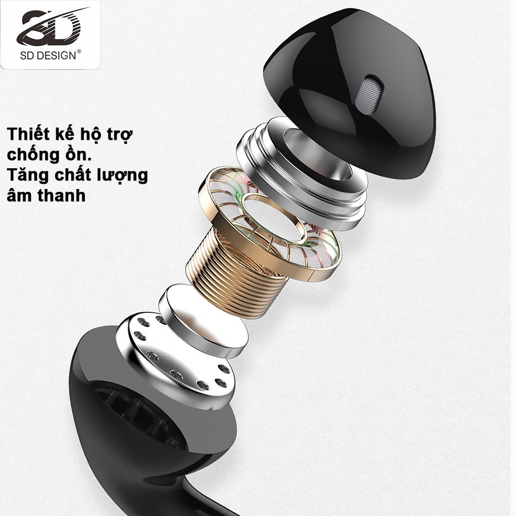 Tai nghe chính hãng nhét tai SD Design X15 tương thích các dòng điện thoại jack 3.5mm,có mic bảo hành Chính Hãng 1 đổi 1