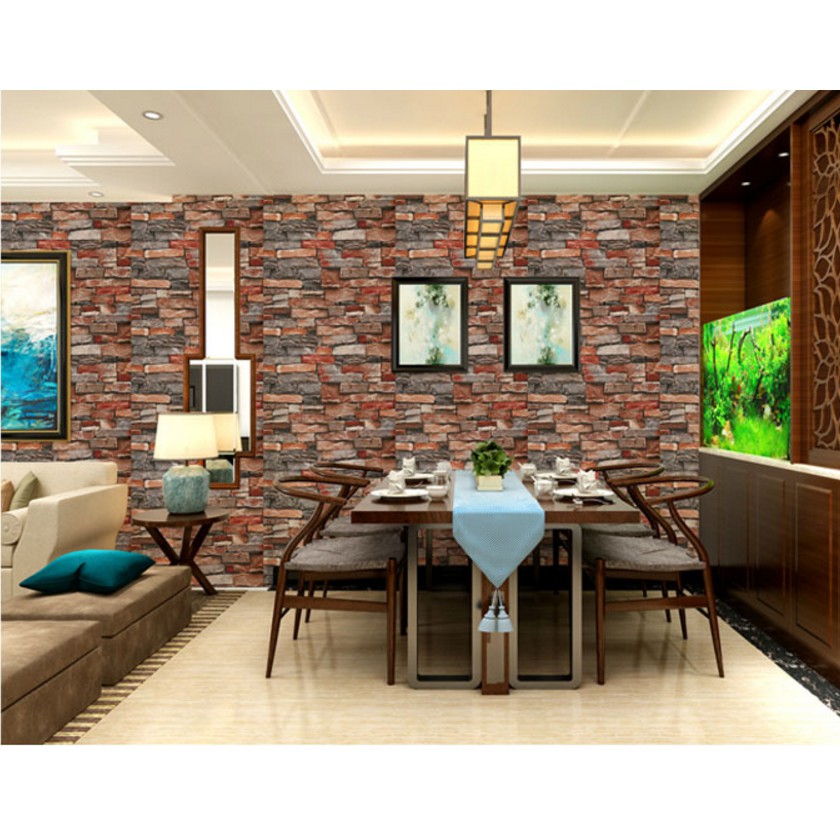 Decal giấy dán tường Gạch viên phong cách khổ rộng 0.45m