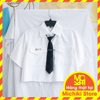 Áo sơ mi nữ croptop chưa kèm cà vạt Michiki phong cách Ulzzang - Hàng thiết kế cao cấp