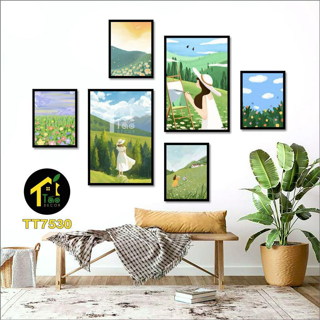 Set 18 bộ tranh treo tường, tranh dán tường decor phòng phong cách hiện đại, vintage, đồ decor bàn học, Táo Decor
