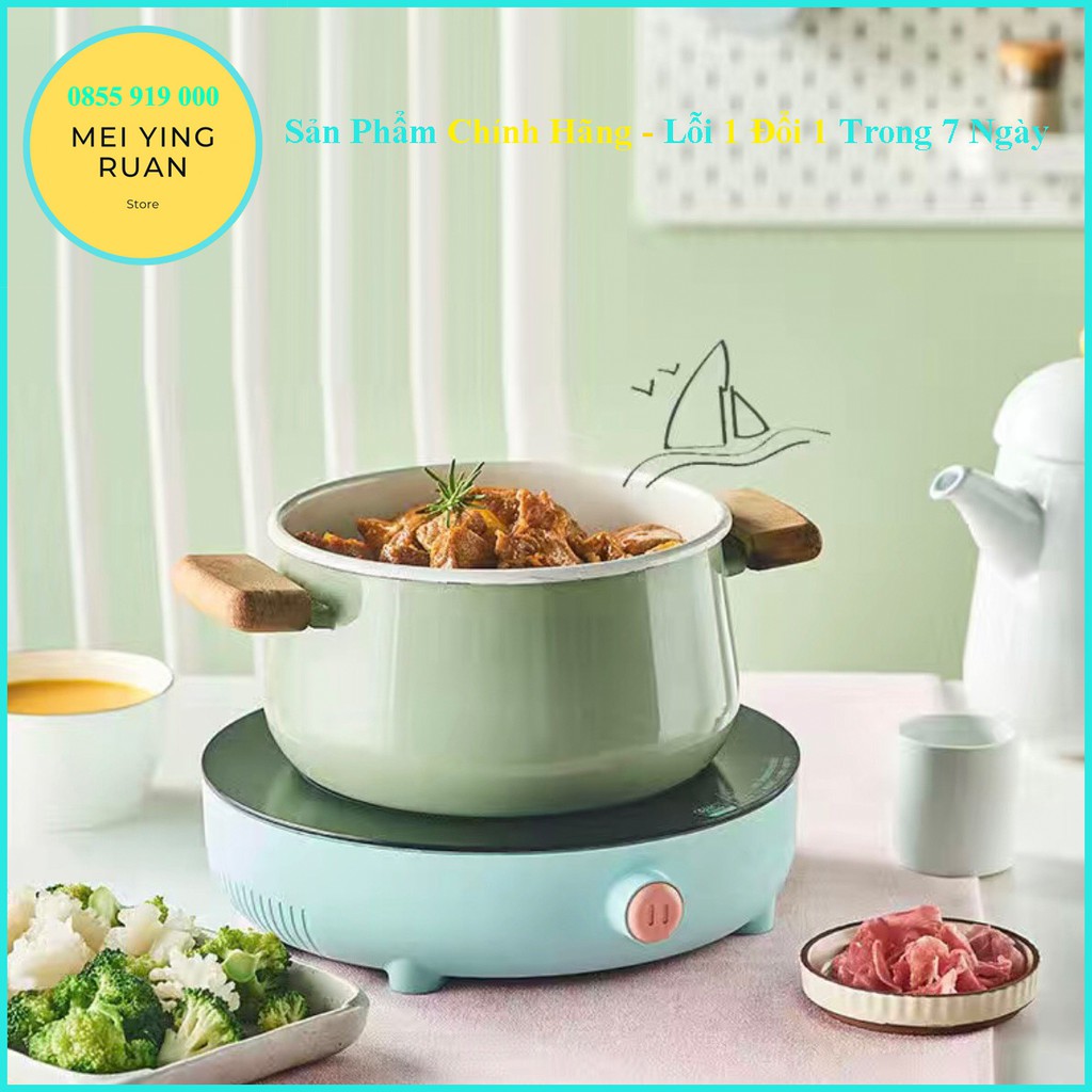 Bếp điện từ mini mâm tròn mặt kính cường lực SUPÔR màu xanh cao cấp bảo hành 12 tháng ( có bán lẻ)