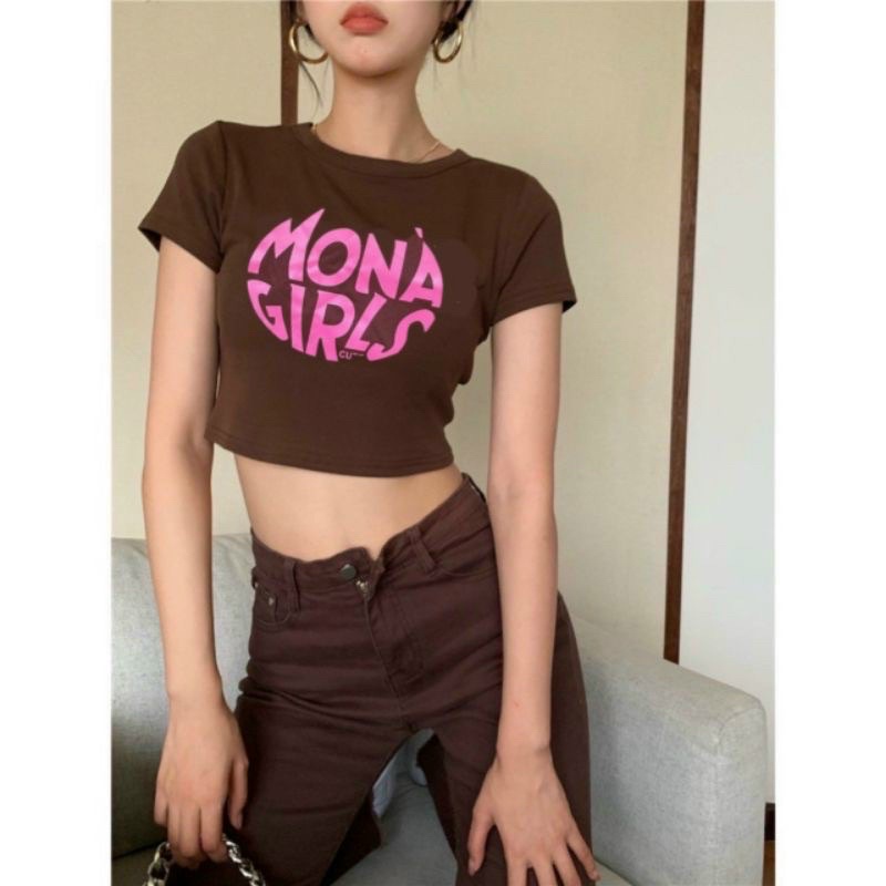 ÁO CROPTOP MONÀ GIRL ÔM BODY THUN LỤA MÁT LẠNH TAY NGẮN CHIZISHOP CZ009