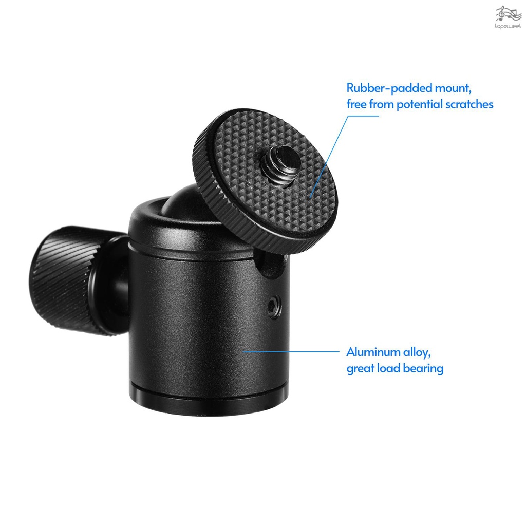 Đầu Bi Hợp Kim Nhôm Với Ốc Vít 1 / 4 Inch Và Lỗ 3 / 8 Inch Cho Chân Máy Ảnh / Điện Thoại / Đèn LED Đen | BigBuy360 - bigbuy360.vn