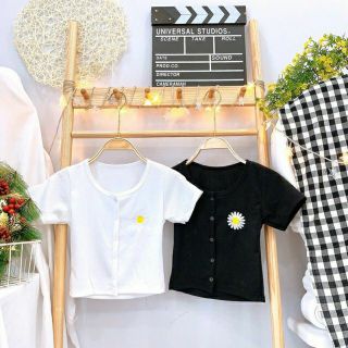ÁO CROPTOP NÚT THÊU HOA CÚC