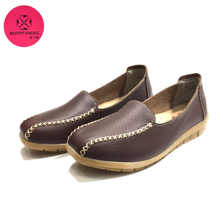 Giày Bệt Nữ Moca Da Bò Thái Lan Chuyên Đi Bộ BERRY Shoes LK82-020 | BigBuy360 - bigbuy360.vn